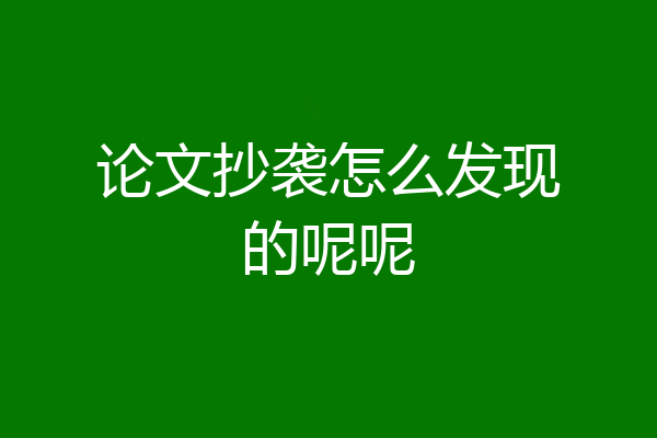 论文抄袭怎么发现的呢呢