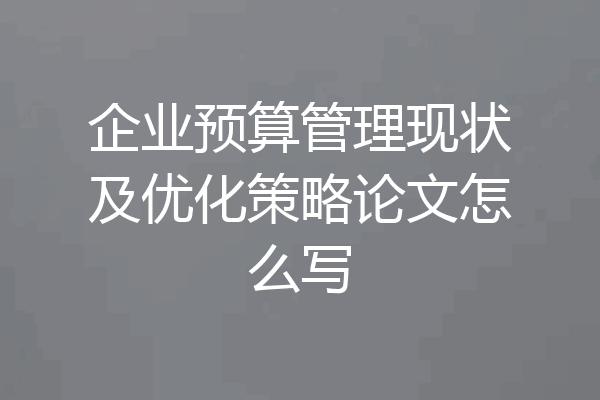 企业预算管理现状及优化策略论文怎么写