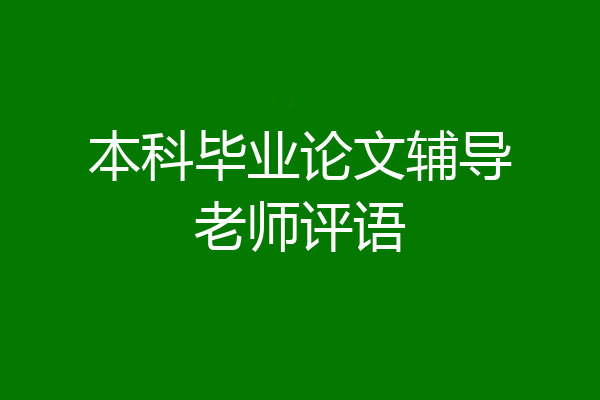 本科毕业论文辅导老师评语