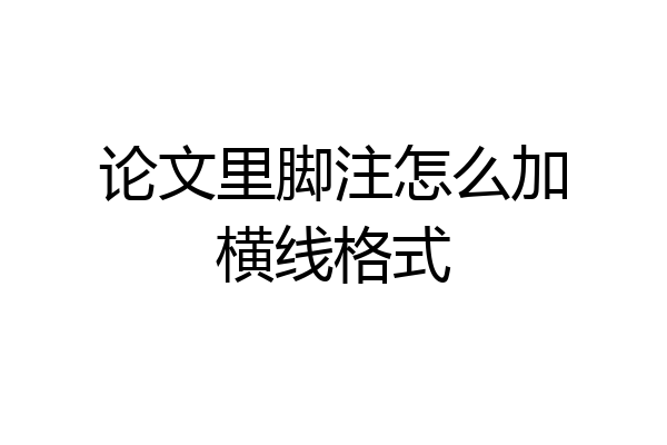 论文里脚注怎么加横线格式