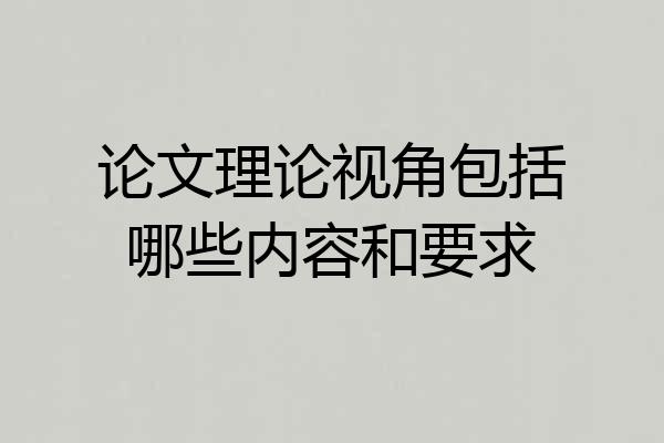 论文理论视角包括哪些内容和要求