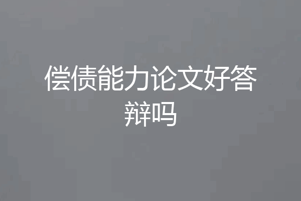 偿债能力论文好答辩吗