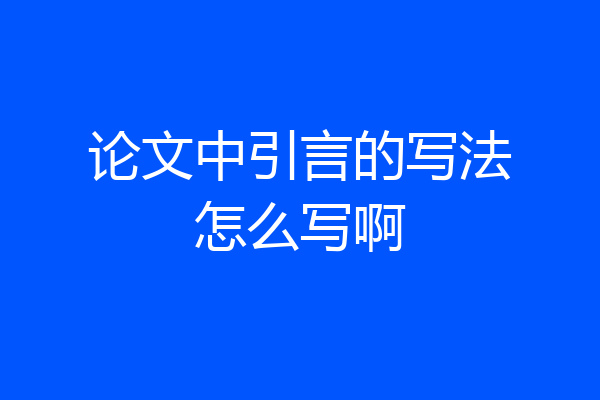 论文中引言的写法怎么写啊