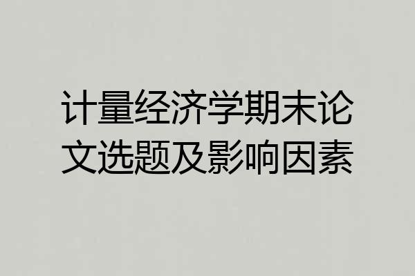 计量经济学期末论文选题及影响因素