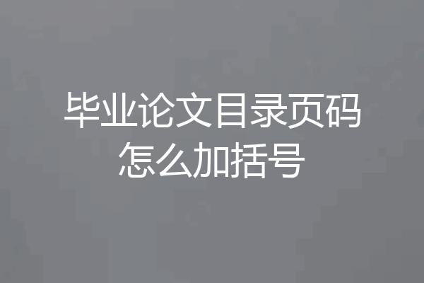 毕业论文目录页码怎么加括号