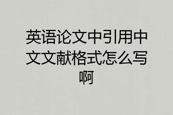 英语论文中引用中文文献格式怎么写啊