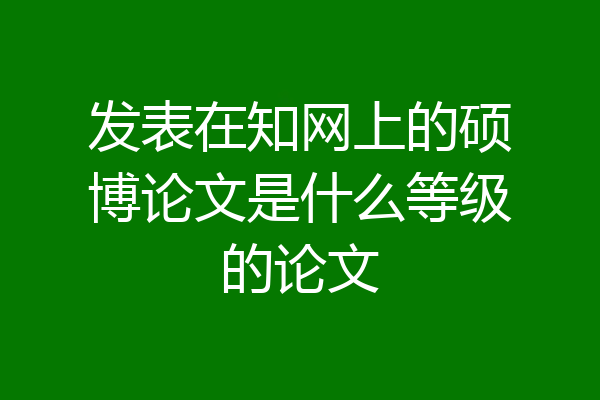 发表在知网上的硕博论文是什么等级的论文