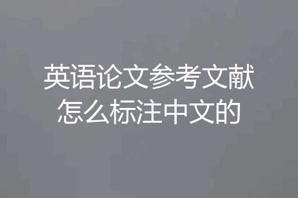 英语论文参考文献怎么标注中文的