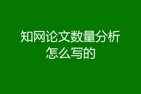 知网论文数量分析怎么写的