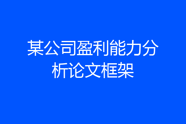 某公司盈利能力分析论文框架