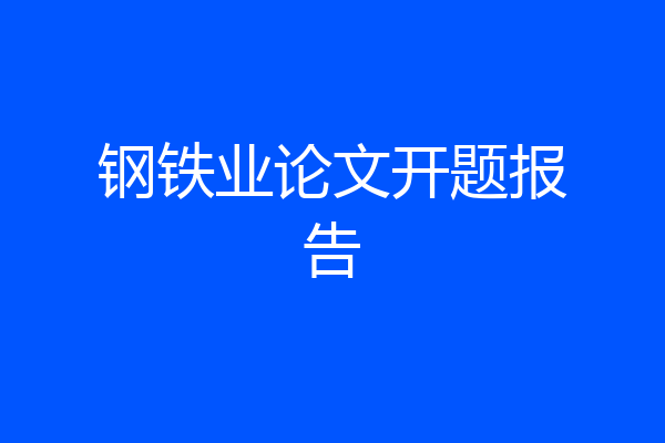 钢铁业论文开题报告
