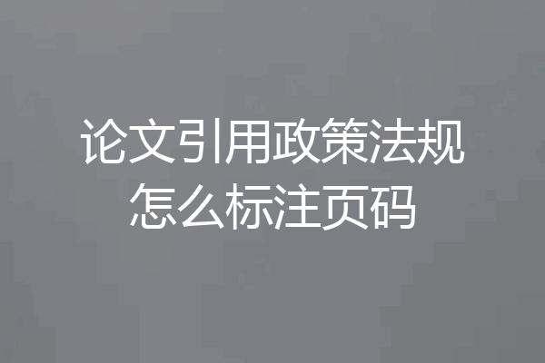 论文引用政策法规怎么标注页码