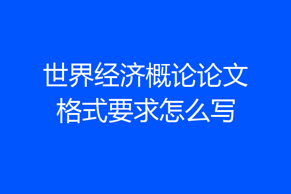 世界经济概论论文格式要求怎么写