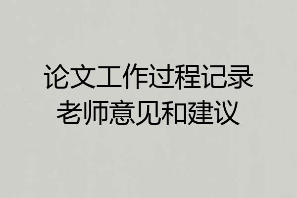 论文工作过程记录老师意见和建议