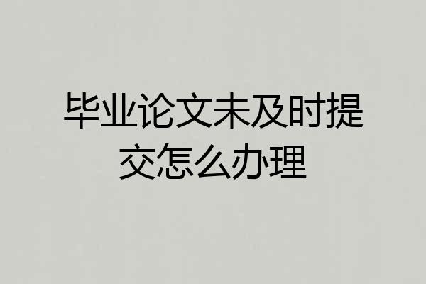 毕业论文未及时提交怎么办理