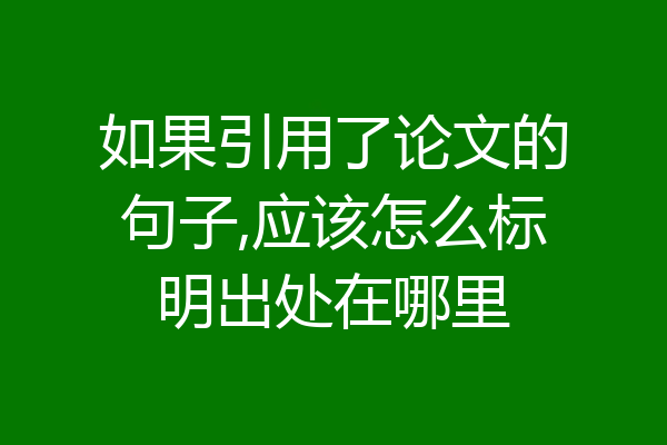 如果引用了论文的句子,应该怎么标明出处在哪里