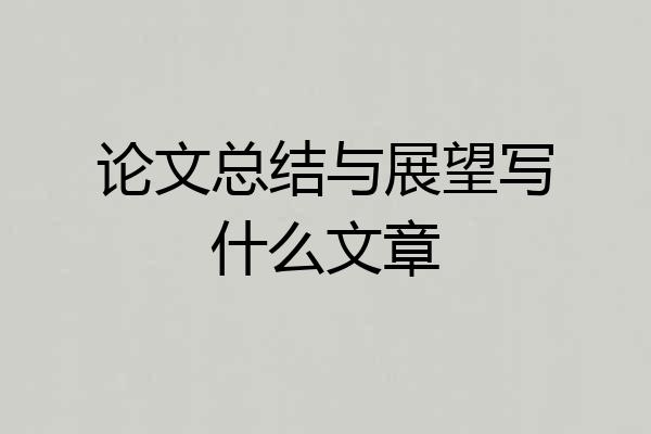 论文总结与展望写什么文章