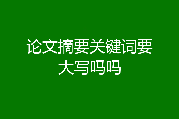 论文摘要关键词要大写吗吗
