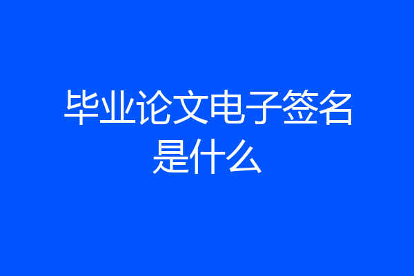 毕业论文电子签名是什么