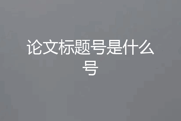 论文标题号是什么号