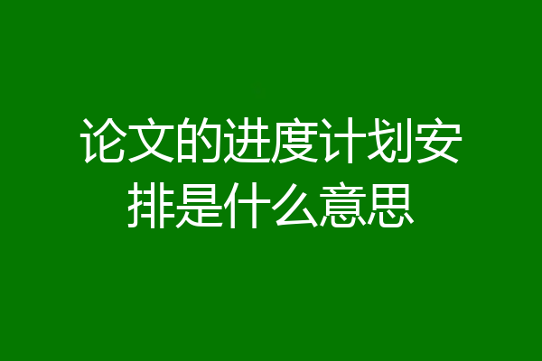 论文的进度计划安排是什么意思