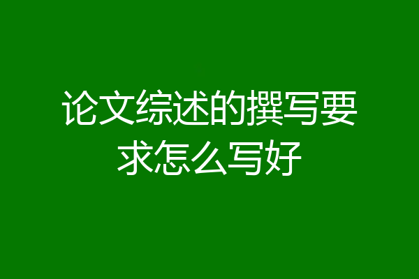 论文综述的撰写要求怎么写好