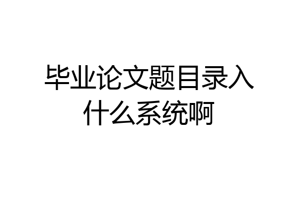 毕业论文题目录入什么系统啊