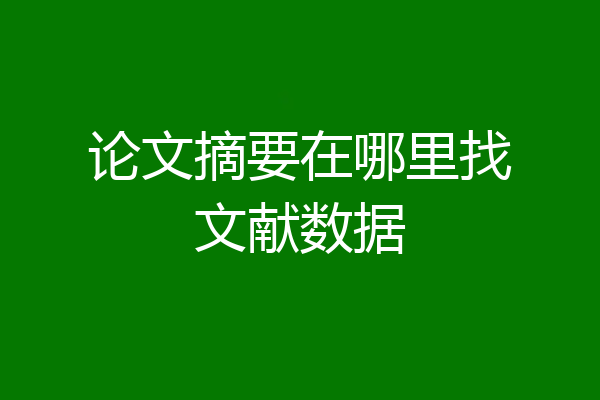 论文摘要在哪里找文献数据