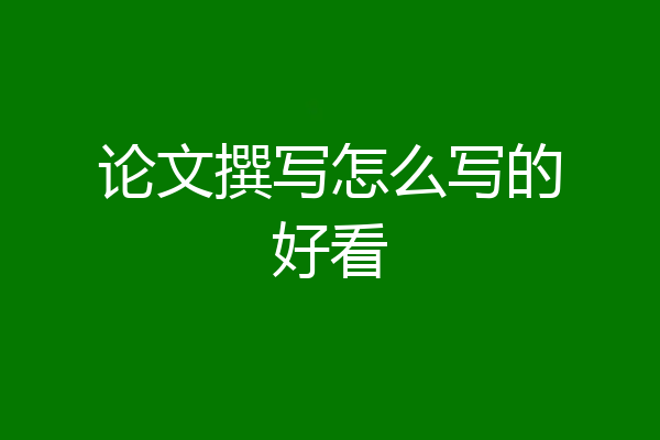 论文撰写怎么写的好看