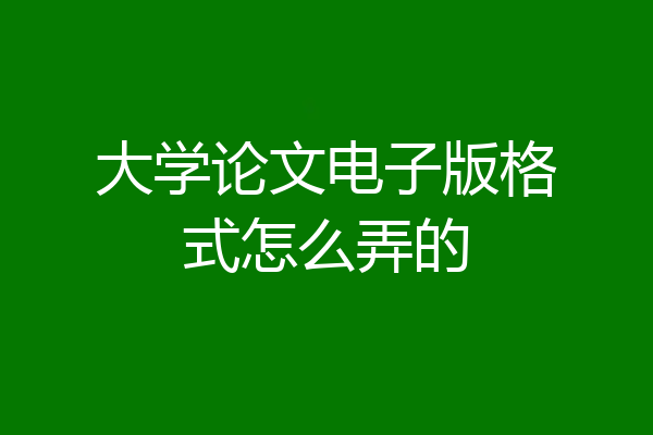 大学论文电子版格式怎么弄的