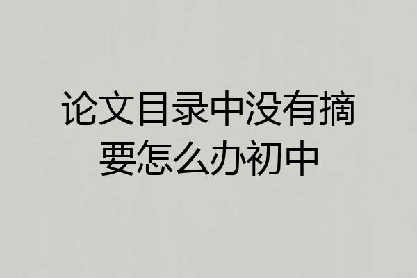 论文目录中没有摘要怎么办初中