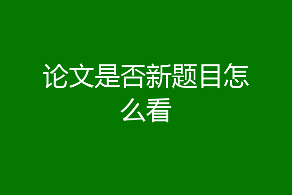 论文是否新题目怎么看