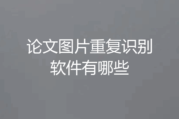 论文图片重复识别软件有哪些