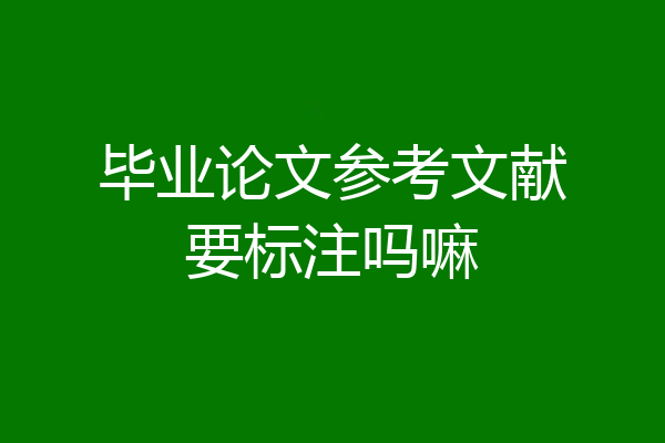 毕业论文参考文献要标注吗嘛