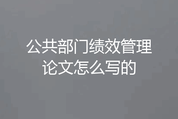公共部门绩效管理论文怎么写的