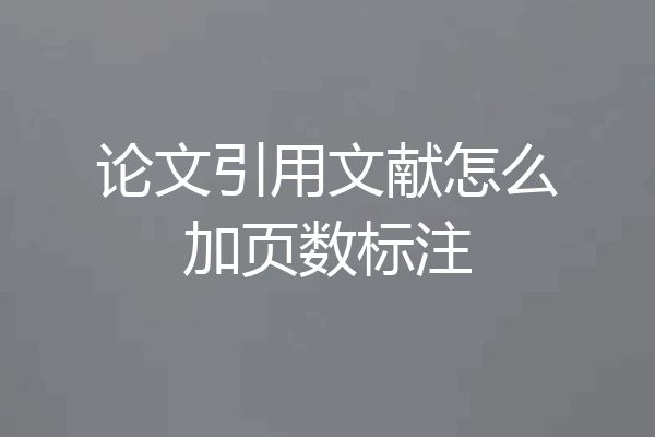 论文引用文献怎么加页数标注