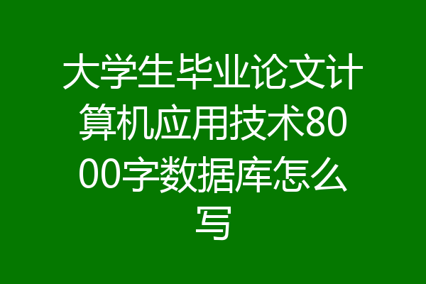 大学生毕业论文计算机应用技术8000字数据库怎么写