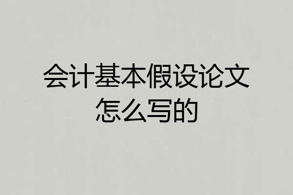 会计基本假设论文怎么写的
