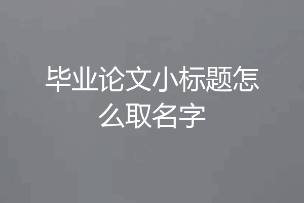 毕业论文小标题怎么取名字