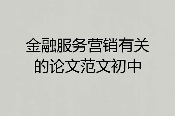 金融服务营销有关的论文范文初中