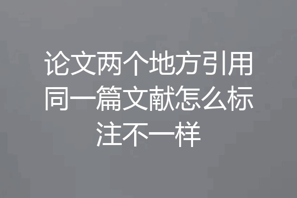 论文两个地方引用同一篇文献怎么标注不一样