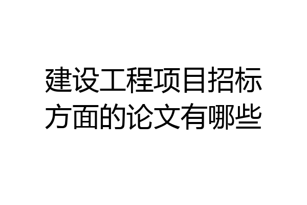 建设工程项目招标方面的论文有哪些