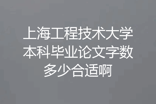 上海工程技术大学本科毕业论文字数多少合适啊