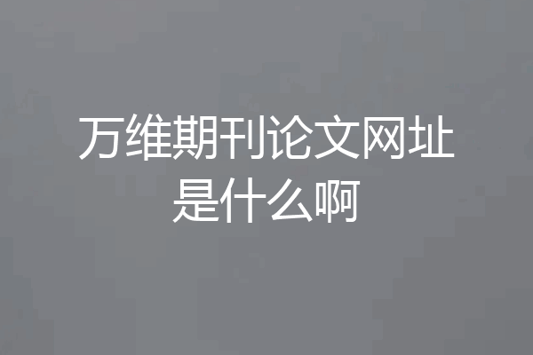 万维期刊论文网址是什么啊