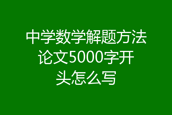 中学数学解题方法论文5000字开头怎么写