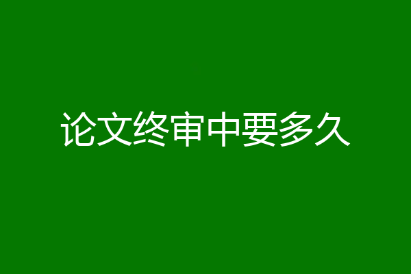 论文终审中要多久