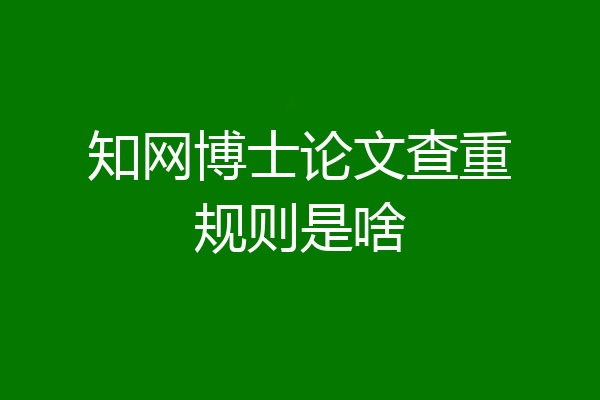 知网博士论文查重规则是啥