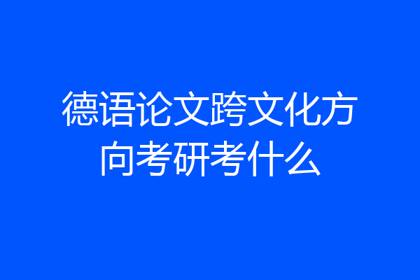 德语论文跨文化方向考研考什么