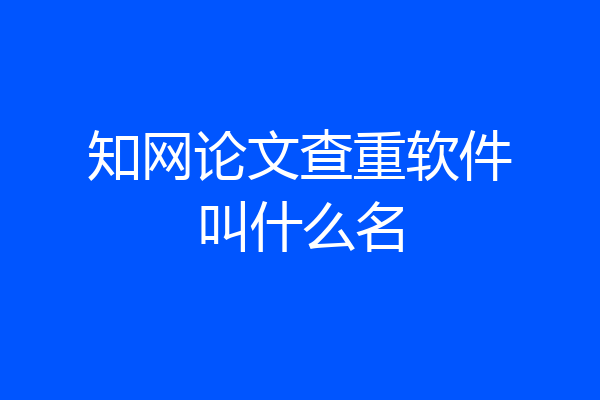 知网论文查重软件叫什么名