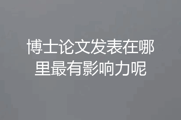 博士论文发表在哪里最有影响力呢